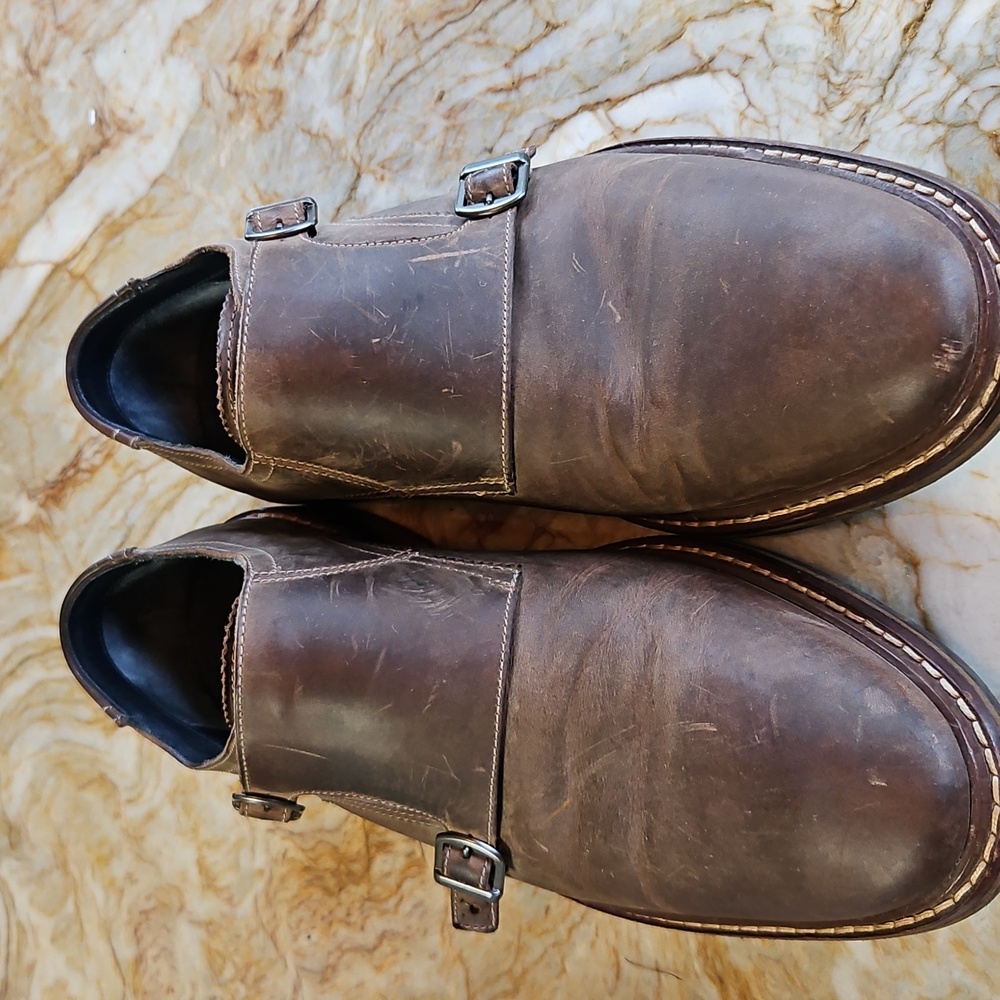 Cole Haan Dark Brown Leather Double Monk Strap Shoes - Mens 9